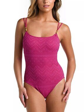 120$ La Blanca Saltwater Sands Tank One-Piece Swimwear Dress Size 10 Magenta